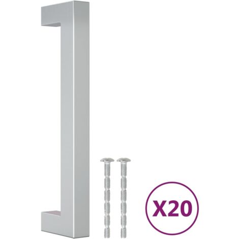 Poignées d'armoire 20 pcs Poignée de meuble argenté 128 mm acier inoxydable CFW83085