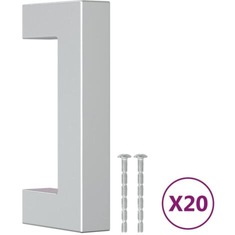 Poignées d'armoire 20 pcs Poignée de meuble argenté 64 mm acier inoxydable CFW51187