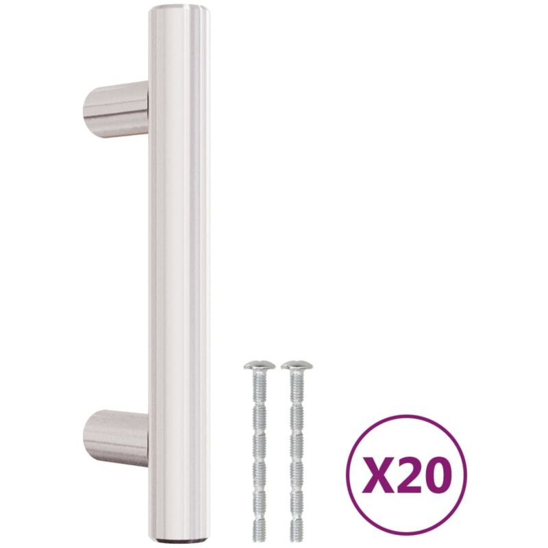 Poignées d'armoire 20 pcs Poignée de meuble argenté 64 mm acier inoxydable CFW56722