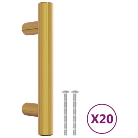 Poignées d'armoire 20 pcs Poignée de meuble doré 64 mm acier inoxydable CFW72554