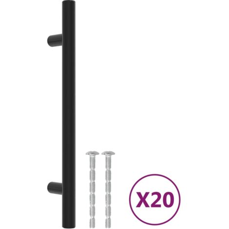 Poignées d'armoire 20 pcs  Poignée de meuble noir 128 mm acier inoxydable CFW73679