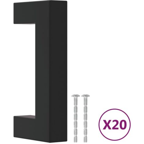 Poignées d'armoire 20 pcs Poignée de meuble noir 64 mm acier inoxydable CFW25177