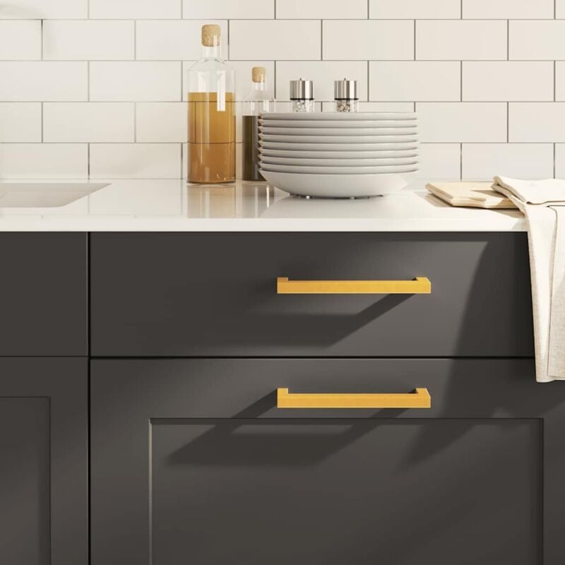 Vidaxl - Poignées d'armoire 10 pcs doré 160 mm acier inoxydable