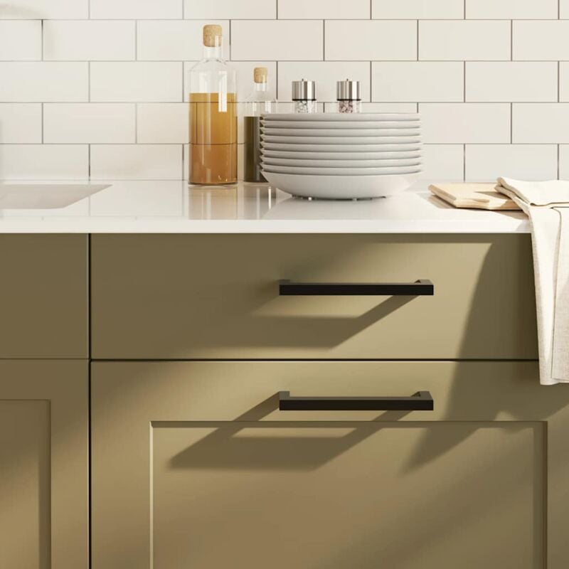 Poignées d'armoire 10 pcs noir 160 mm acier inoxydable