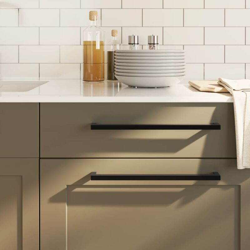 Vidaxl - Poignées d'armoire 10 pcs noir 320 mm acier inoxydable