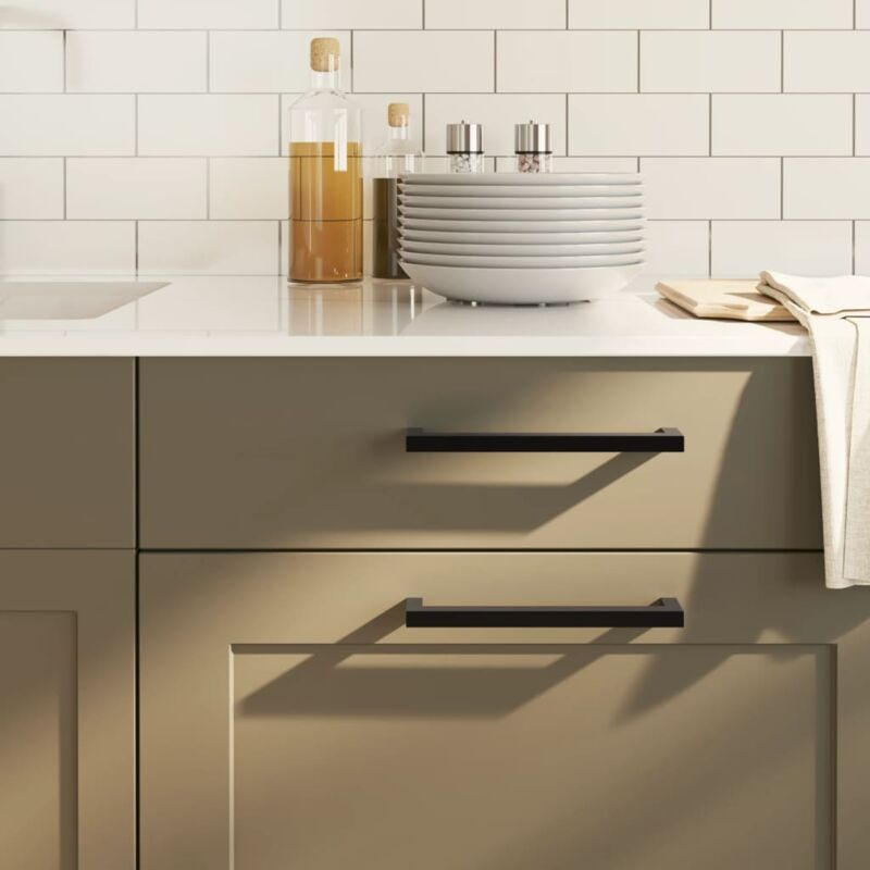 Vidaxl - Poignées d'armoire 10 pcs noir 192 mm acier inoxydable