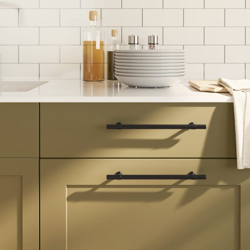 Poignées d'armoire 10 pcs noir 192 mm acier inoxydable WRG529060 DESIGN IN