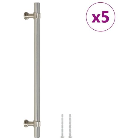 Poignées d'armoire 5 pcs  Poignée de meuble argenté 192 mm acier inoxydable CFW14069