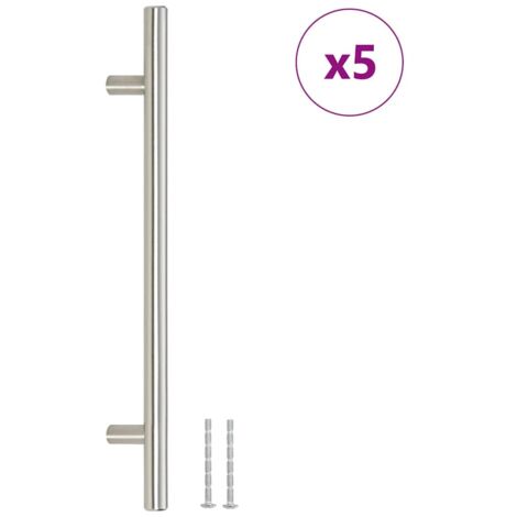 Poignées d'armoire 5 pcs  Poignée de meuble argenté 192 mm acier inoxydable CFW54713