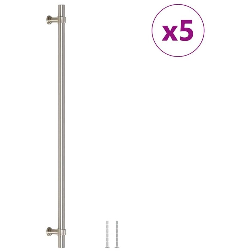 Poignées d'armoire 5 pcs Poignée de meuble argenté 320 mm acier inoxydable CFW31197