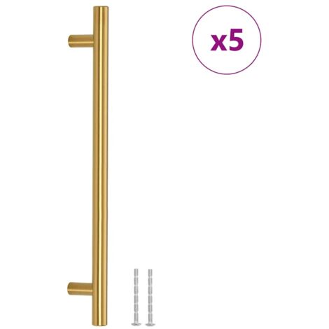 Poignées d'armoire 5 pcs  Poignée de meuble doré 192 mm acier inoxydable CFW13480