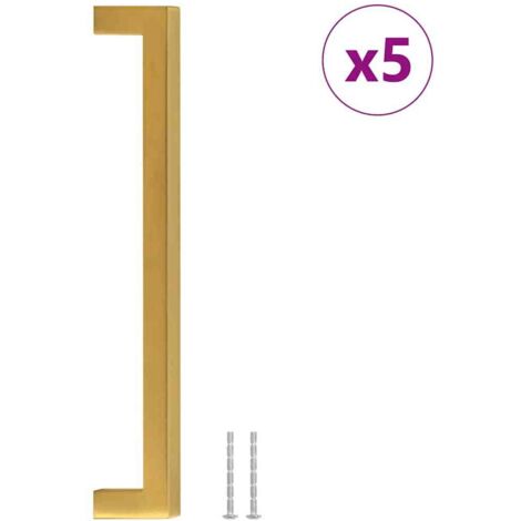 Poignées d'armoire 5 pcs  Poignée de meuble doré 192 mm acier inoxydable CFW21378