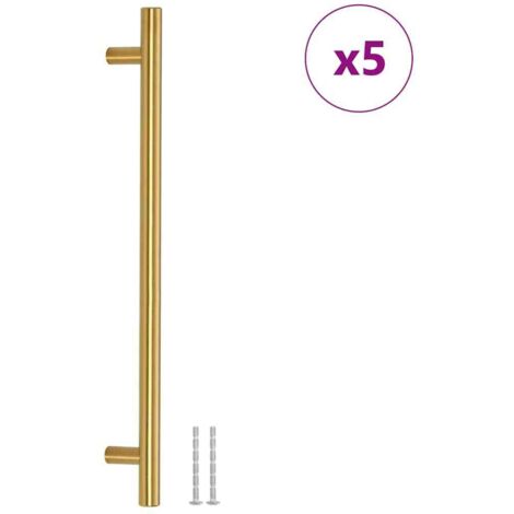 Poignées d'armoire 5 pcs  Poignée de meuble doré 224 mm acier inoxydable CFW81024