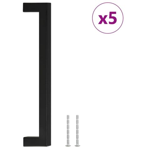 Poignées d'armoire 5 pcs  Poignée de meuble noir 192 mm acier inoxydable CFW20595
