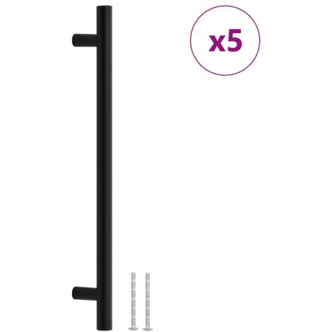 Poignées d'armoire 5 pcs  Poignée de meuble noir 192 mm acier inoxydable CFW62655