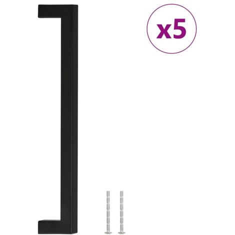 Poignées d'armoire 5 pcs  Poignée de meuble noir 224 mm acier inoxydable CFW93595
