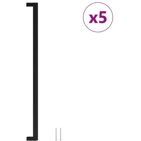 Poignées d'armoire 5 pcs Poignée de meuble noir 480 mm acier inoxydable CFW53036