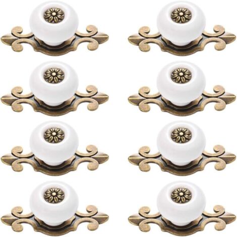 Poignées d'armoire 8 pièces boutons en métal poignées boutons d'armoires boutons en métal poignées ensemble bouton de porte en céramique