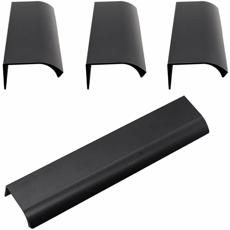Poignées d'armoire invisibles, poignées scellées à bord coulissant dissimulées intégrées pour portes, tiroirs, armoires, noir(120 x 32 x 18mm) 4pcs