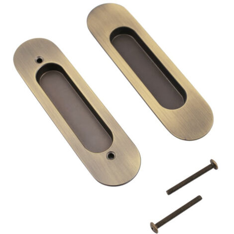 JARDIBRICODECO Poignées d'armoire ovales en acier inoxydable bronze avec trou latéral encastré encastré