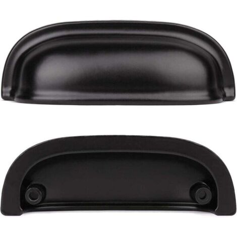 Poignées de bouton de porte décoratives vintage pour tiroirs d'armoire Poignées de coquille vintage (10 pièces, noir)