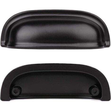 Poignées de bouton de porte décoratives vintage pour tiroirs d'armoire Poignées de coquille vintage (10 pièces, noir)