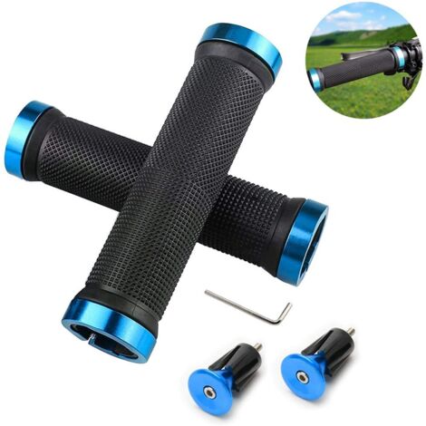 Poignées de guidon de vélo, Antidérapant en Caoutchouc Fahrradgriff Poignée, Mountain Road Urban Pliable Vélo avec Deux Caoutchouc Aluminium Bloquer(Blue)