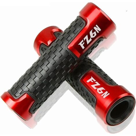 Poignées de guidon pour FZ6N 1998-2008, 22 mm (7/8"), accessoires moto (argent) - Rouge