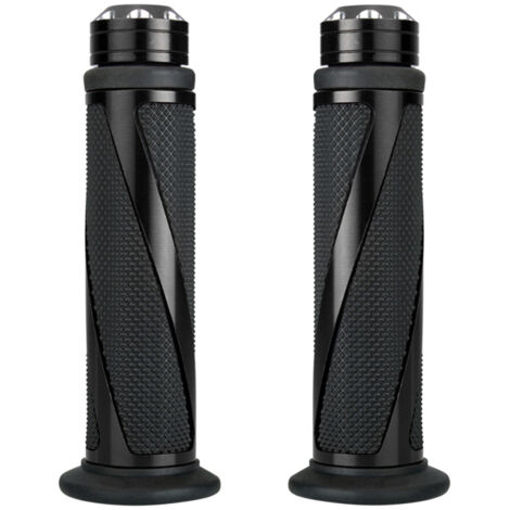 Poignées de guidon universelles en métal et caoutchouc, forme sergé, pour guidon de 22 mm (7/8"), motos sportives et de route.