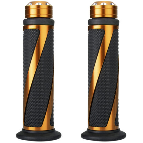 Poignées de guidon universelles en métal et caoutchouc, forme sergé, pour guidon de 22 mm (7/8"), motos sportives et de route.
