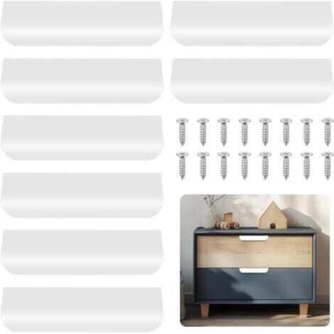 Poignées de meuble cuisine en aluminium blanc – Lot de 8, 80 mm, pour armoires, placards et commodes