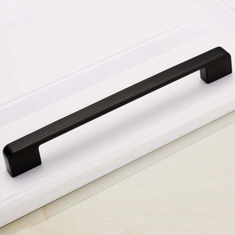 Poignées de meuble de cuisine modernes en alliage d'aluminium Noir mat Distance entre les trous (10pcs,192 mm) Poignée de meuble
