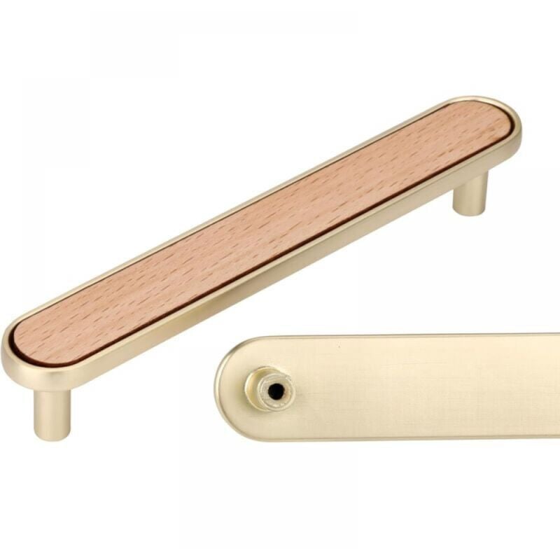 SNQ - poignées de meuble en entraxe 96mm (Hêtre),6 pièce poignée de meuble Poignée en bois-Poignées d'armoire en Bois poignée de meuble cuisine