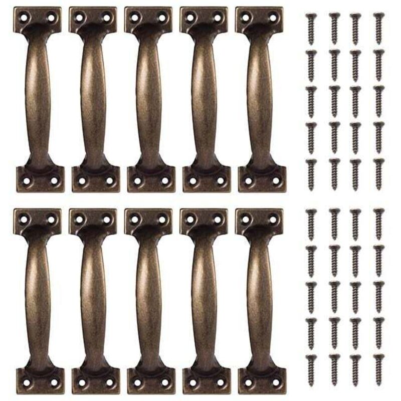 Poignées De Meuble Vintage 10Pcs Bronze Rétro Pour Armoires Cuisine 98x23mm