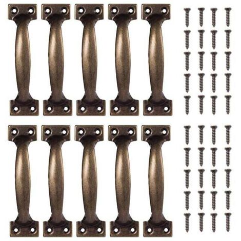 Poignées De Meuble Vintage 10Pcs Bronze Rétro Pour Armoires Cuisine 98x23mm