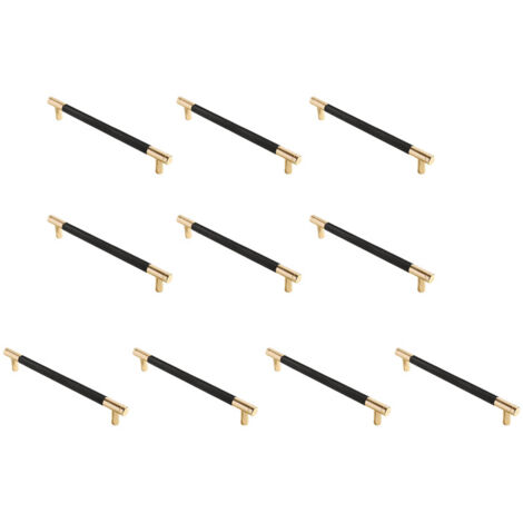 Poignées de meubles moletées, poignées d'armoires de cuisine, poignées de tiroir, entraxe 160 mm, 10 pièces (or + noir)