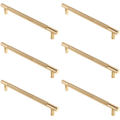 Poignées de meubles moletées, poignées d'armoires de cuisine, poignées de tiroir, entraxe de 160 mm, 6 pièces (or)
