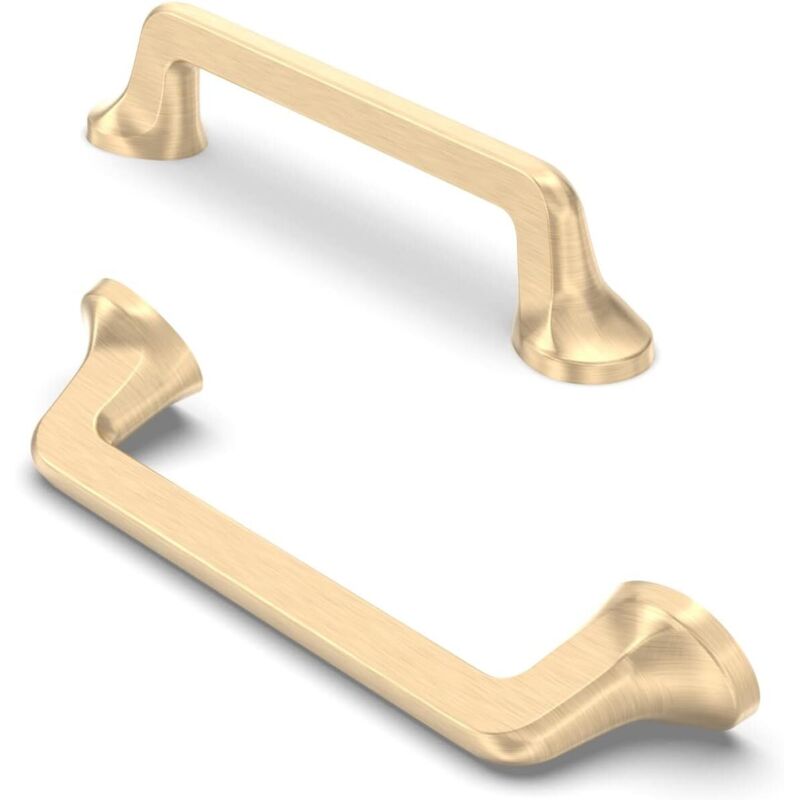 Poignées de Meubles Or Brossé Lot de 10, Entraxe 96mm, Design Moderne pour Armoires et Tiroirs de Cuisine
