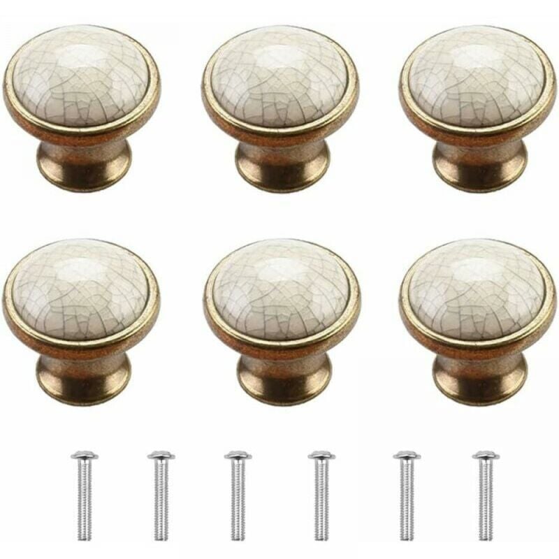 Poignées de meubles Poignées de portes d'armoires Lot de 6 Poignées de meubles en céramique Poignées de meubles vintage Poignées de portes Poignées