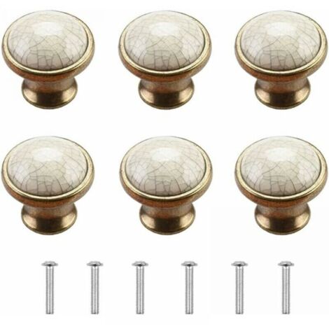 Poignées de meubles Poignées de portes d'armoires Lot de 6 Poignées de meubles en céramique Poignées de meubles vintage Poignées de portes Poignées de commode Poignées de portes de cuisine