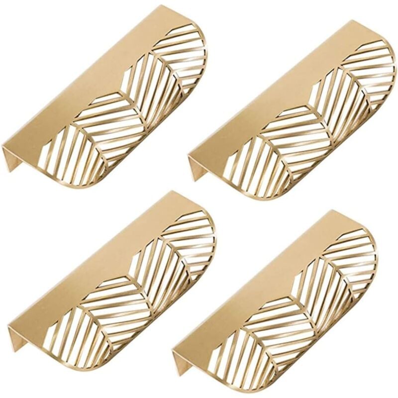Poignées De Placard Dorées 4 Pièces En Forme De Feuille Poignées De Meuble En Laiton or Poignées De Meubles Porte De Cuisine Cuivre Tiroir Tirer Bout