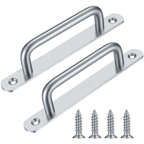 poignées de porte coulissante de grange, poignées en acier inoxydable avec plaques pour tiroirs de placard 160 mm (argent)