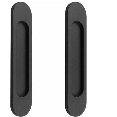 Poignées de porte coulissante ovales auto-adhésives en alliage d'aluminium noir mat, 2 pièces, sans poinçonnage pour portes coulissantes, fenêtres d'armoire 148cm