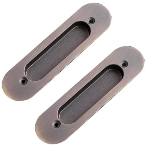 Poignées de porte coulissante ovales encastrées à tirette invisible (2 pièces, couleur brossée)