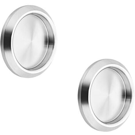 Poignées de porte coulissante, poignées intérieures dissimulées de 68 mm, poignées rondes en acier inoxydable 304 pour portes coulissantes, miroirs, portes coulissantes et armoires.