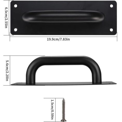 Poignées de Porte Coulissante, Poignées Traction de Porte Armoire Acier Inox avec Plaques pour Grange, Porte en Bois, Jardin Extérieure - 200x65 mm