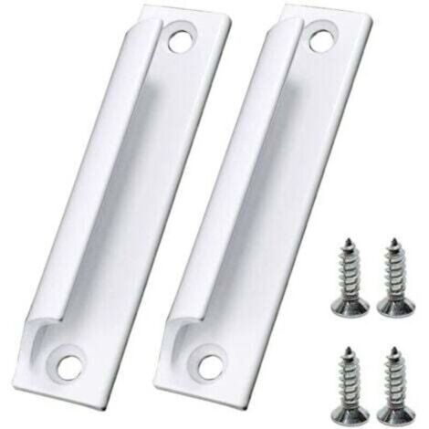 Poignées de porte coulissantes en alliage d'aluminium blanc pour meubles et fenêtres, avec vis.