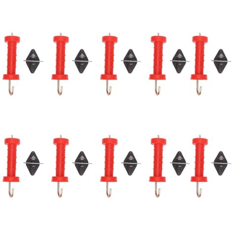 Poignées de porte de clôture électrique, ABS rouge, résistantes à la chaleur et au froid, avec isolants, 10 pièces