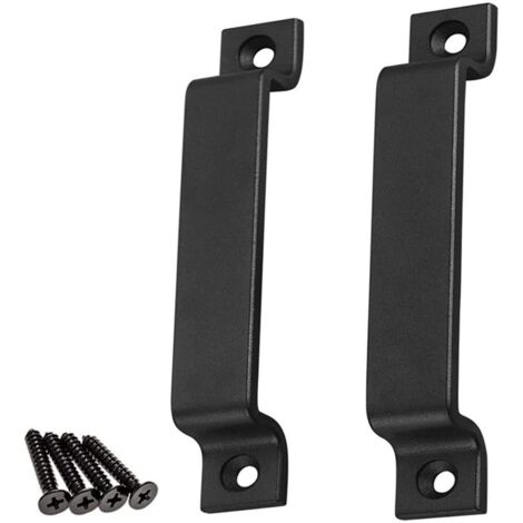 Poignées de porte de grange, lot de 2, pour portes en bois, compatibles avec portes, abris de jardin, meubles de cuisine, tiroirs et meubles de chambre (noir).