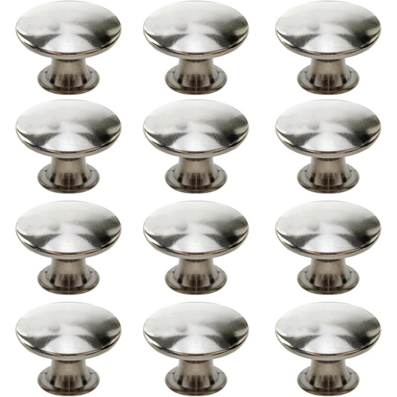 Poignées de porte de tiroir rondes rétro, adaptées aux tiroirs, armoires et placards (12 pièces, argent)